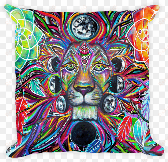 lunar lion pillow - electro threads lunar lion fleece blanket