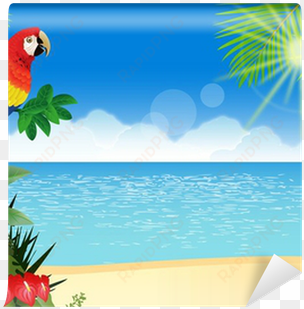 macaw with tropical beach background wall mural • pixers® - macaw