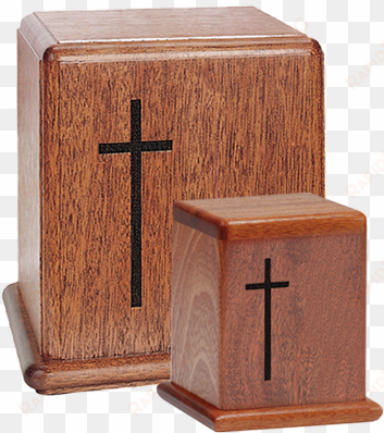 mahogany wooden urn with cross - urn