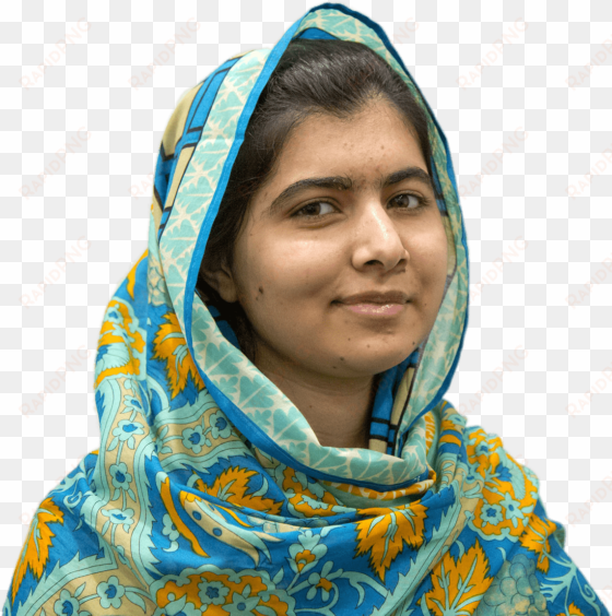 malala yousafzai blue and yellow head scarf png - famous leaders 21st century