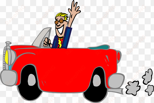 Man Car Fun Greeting Grinning Suit Cartoon - Driving Car Clip Art transparent png image