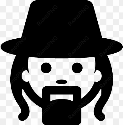 man face with hat, long hair and goatee vector - man long hair icon