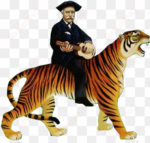 man on tiger cutout art painting naif png - henri rousseau's dream, 1997 (oil &