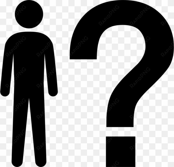 man standing beside a question mark comments - affected icon