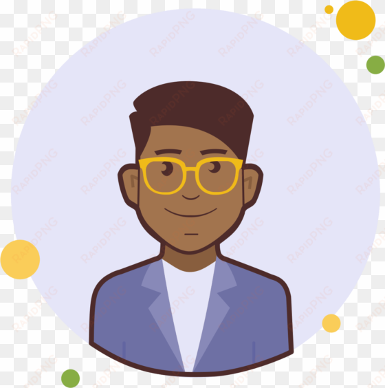 man with yellow glasses in violet jacket icon - man