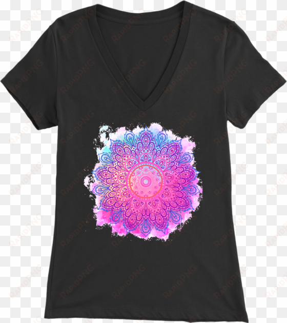 mandalamerch watercolor wheel womens v neck - shirt