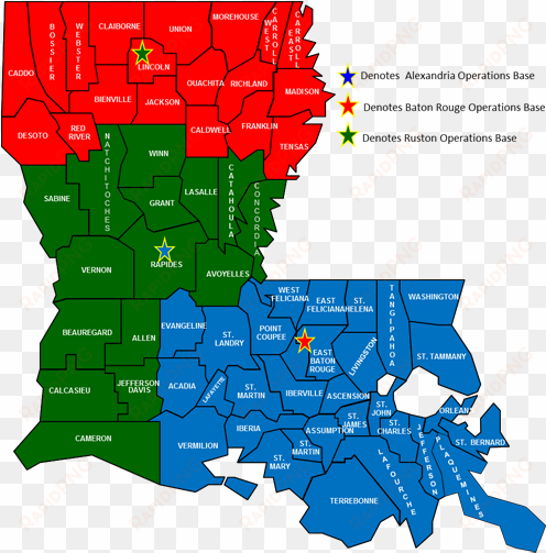 manhunts, speed enforcement, swat operations, downed - louisiana state map