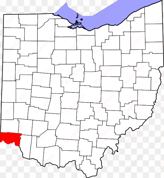 map of ohio highlighting hamilton county - darke county ohio
