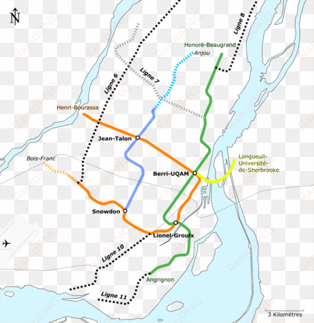 map of proposed extensions to the montreal metro in - montreal metro