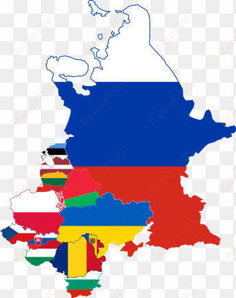 map of russia and eastern europe overlaid by flags, - eastern europe countries flags
