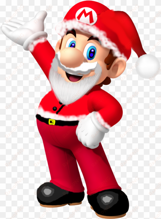 mario santa by purple - transparent christmas mario