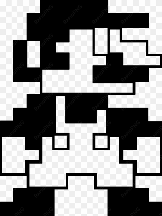 mario vector 8 bit - mario 8 bit black and white