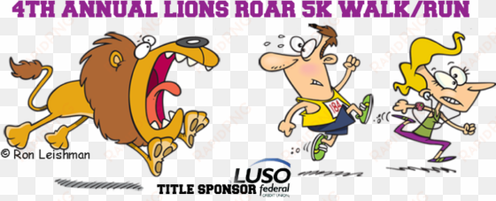 mark your calendars for the 4th annual lions roar 5k - cartoon