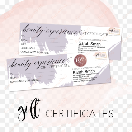 mary kay beauty experience editable gift certificates - mary kay beauty experience package