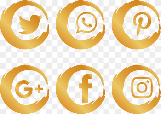 media icon gold brush social network icons clipart - gold social media icons png