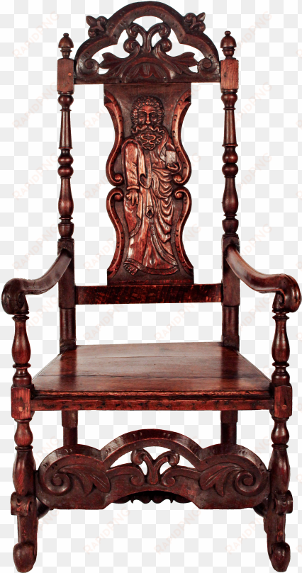 medieval english oak throne / king chair with carved - chair