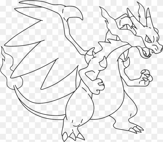 mega charizard drawing - mega charizard x coloring