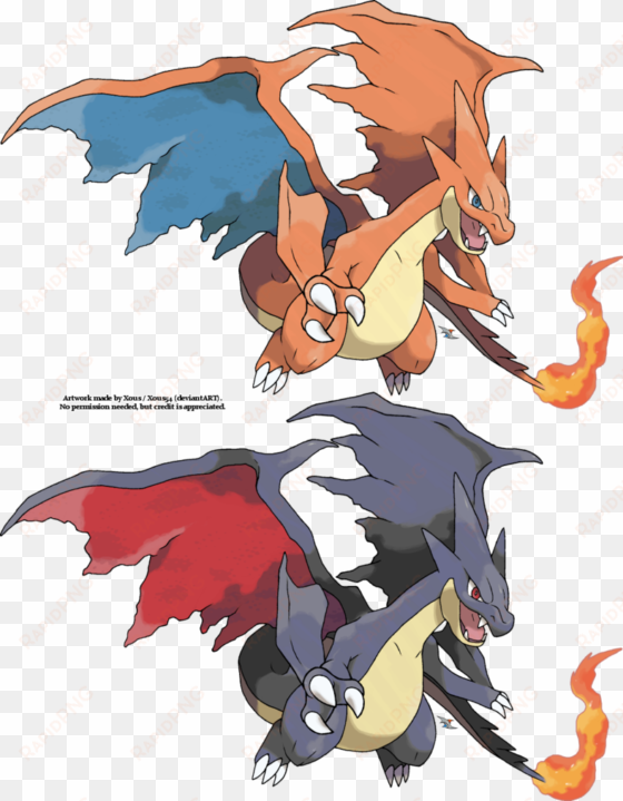 mega charizard y by xous54 on deviantart - charizard and shiny charizard