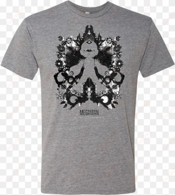 megaman ink blot men's triblend t-shirt - megaman geek ink blot test art print - mini by barrett