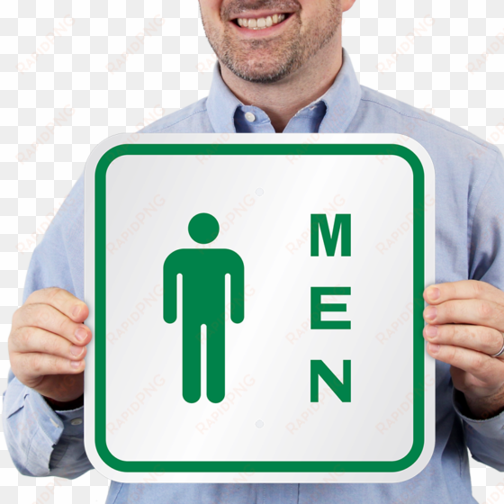 men with male symbol restroom sign - traffic sign
