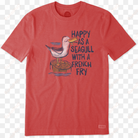 men's happy as a seagull crusher tee - happy as a seagull with a french fry shirt