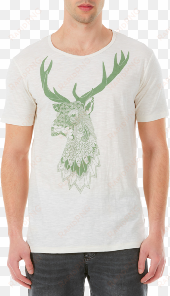 men's vintage white stag head t shirt - polo shirt