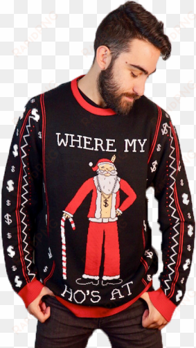 men's where my ho's at ugly sweater - christmas jumper