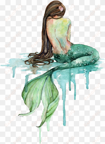 mermaid sticker - watercolor drawings mermaid