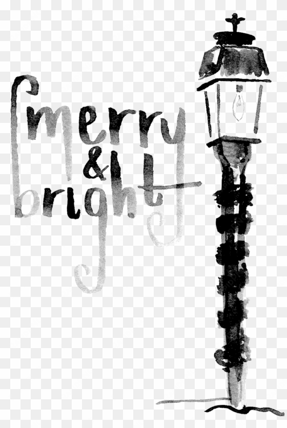 merry bright streetlamp - monochrome