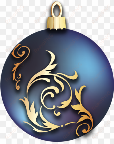 Merry Christmas Clipart Ball - Blue And Gold Ornament transparent png image