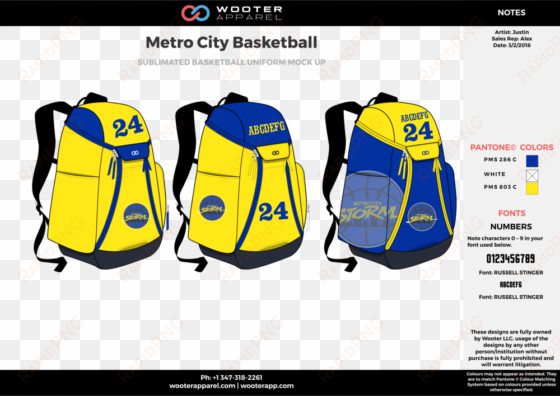 metro city basketball backpack - basketball