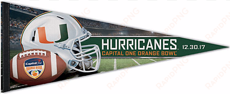 miami hurricanes football orange bowl 12 x 30 pennant - display case