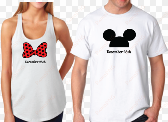 mickey mouse head his hers minnie mouse bow mickey - disney christmas couple shirts