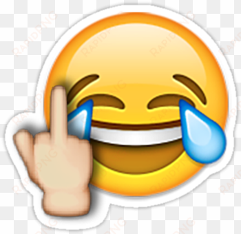 middle finger laughing emoji" stickers by nsty - laughing emoji with middle finger