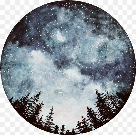 milkyway forest silhouette silhouettes tree trees galax - circle watercolor galaxy