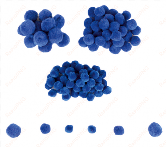 mini pom-poms - 100 pieces - blue - pom-pom