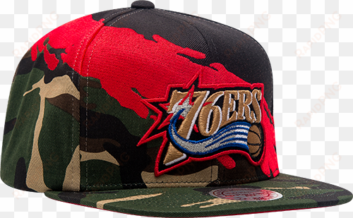 mitchell & ness nba philadelphia 76ers camo paint snapback - philadelphia 76ers