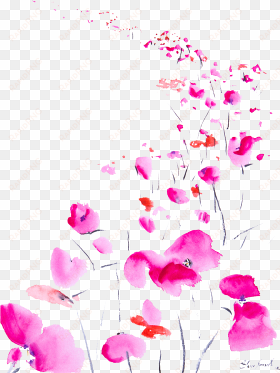 "momentos rosas" amapolas rosas de la serie "camino - painting