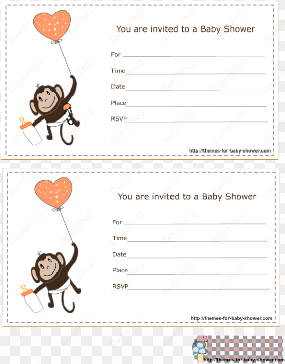 Monkey Baby Shower Invitations 1 - Baby Shower transparent png image