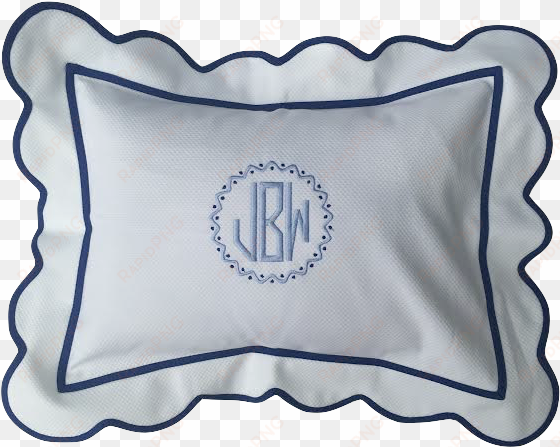 monogrammed pique scalloped boudoir pillow