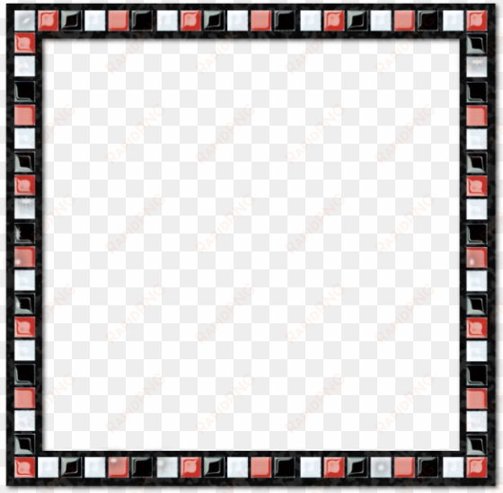 mosaic black red white border frame, mosaics, ceramic, - ceramic