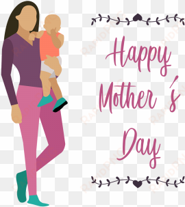 Mother And Son Happy Mother's Day Illustration, Happy - Mother transparent png image