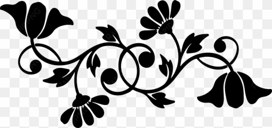 motif floral design decorative borders silhouette computer - black and white flower silhouette clip art