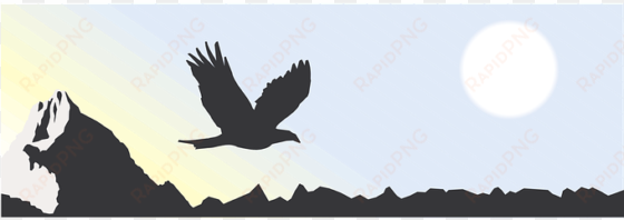 Mountain, Sun, Eagle, Sky, Bird, Flying, Mountains - Eagle And Mountain Silhouette transparent png image