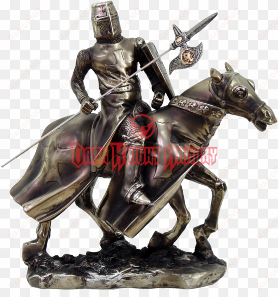 mounted medieval knight halberdier statue - my wife is a battle axe