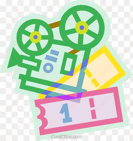 movie projector with movie tickets royalty free vector - film