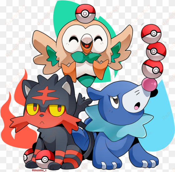 much love for alola region popplio and - popplio rowlet and litten