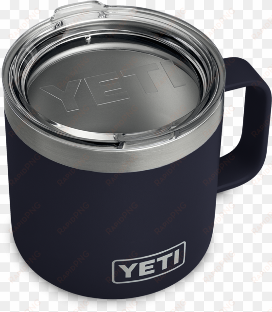 mug navy rambler 14oz - yeti mug with lid