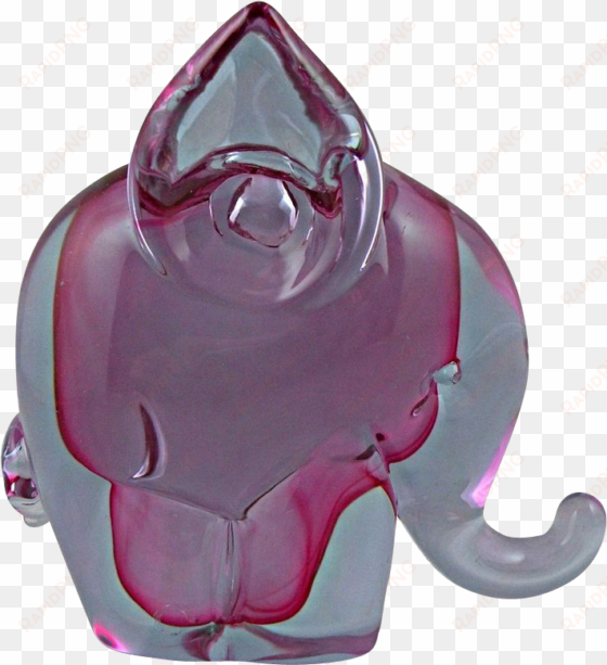 murano cranberry and blue elephant made for camer glass - indian elephant