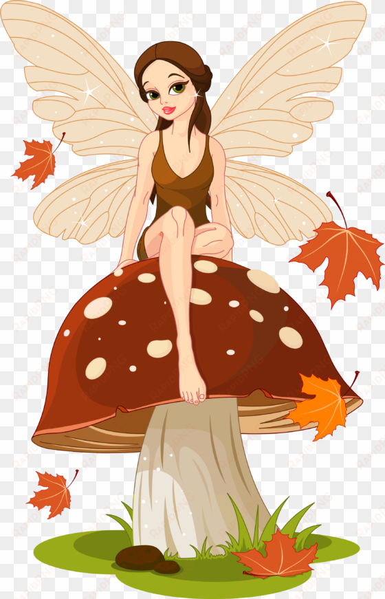 mushroom clipart autumn - fairy sitting on mushroom